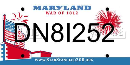 DN8I252 Maryland License Plate