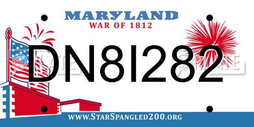 DN8I282 Maryland License Plate