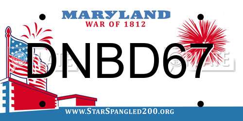 DNBD67 Maryland License Plate