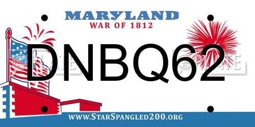 DNBQ62 Maryland License Plate