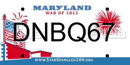 DNBQ67 Maryland License Plate
