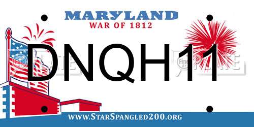 DNQH11 Maryland License Plate