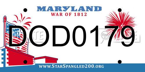DOD0179 Maryland License Plate