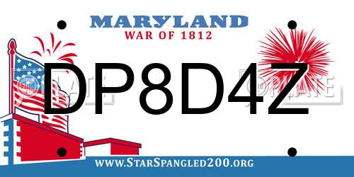 DP8D4Z Maryland License Plate