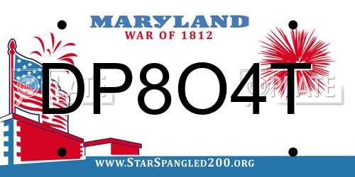 DP8O4T Maryland License Plate