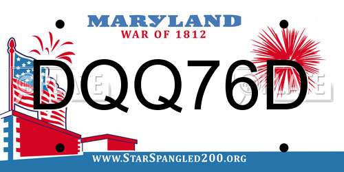 DQQ76D Maryland License Plate