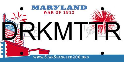 DRKMTTR Maryland License Plate