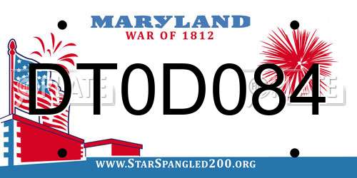 DT0D084 Maryland License Plate