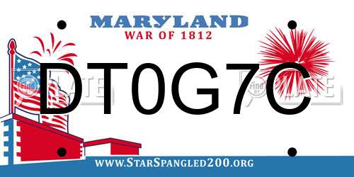 DT0G7C Maryland License Plate
