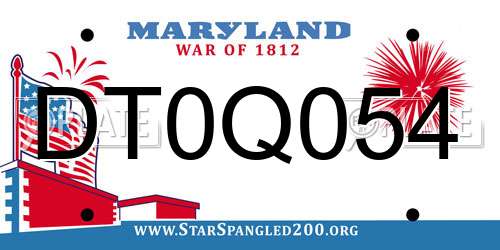 DT0Q054 Maryland License Plate