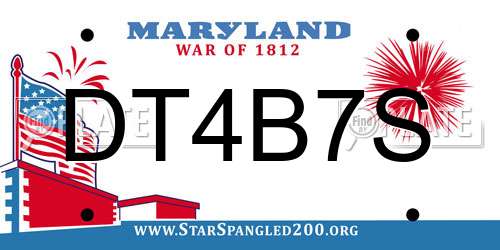 DT4B7S Maryland License Plate