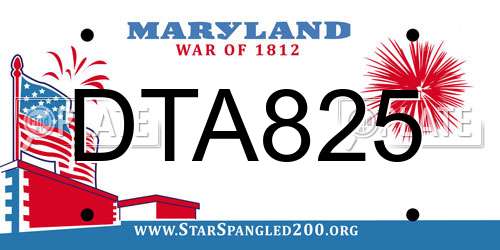 DTA825 Maryland License Plate