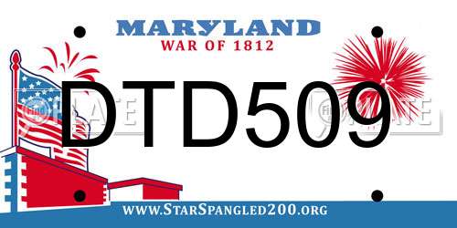 DTD509 Maryland License Plate