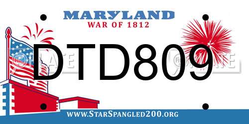 DTD809 Maryland License Plate