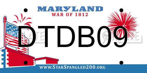 DTDB09 Maryland License Plate