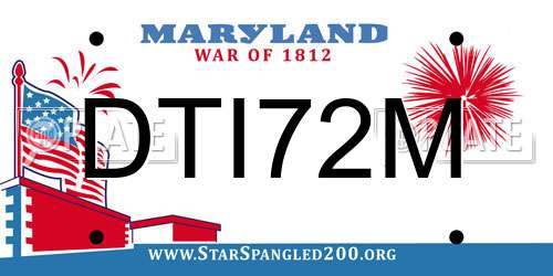 DTI72M Maryland License Plate