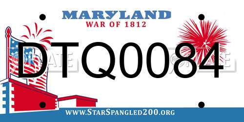 DTQ0084 Maryland License Plate