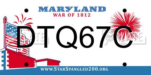 DTQ67C Maryland License Plate