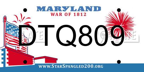 DTQ809 Maryland License Plate