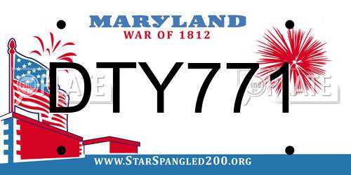 DTY771 Maryland License Plate