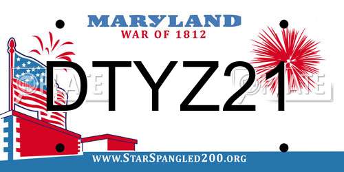 DTYZ21 Maryland License Plate