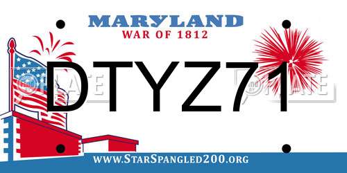 DTYZ71 Maryland License Plate