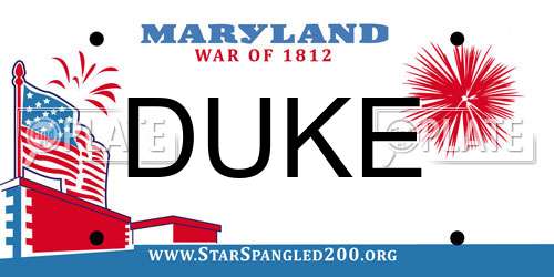DUKE Maryland License Plate