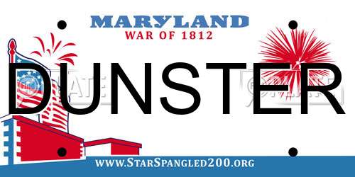 DUNSTER Maryland License Plate