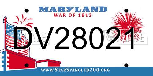 DV28021 Maryland License Plate