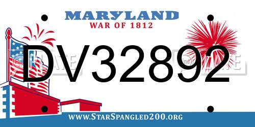 DV32892 Maryland License Plate