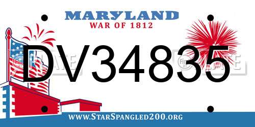 DV34835 Maryland License Plate