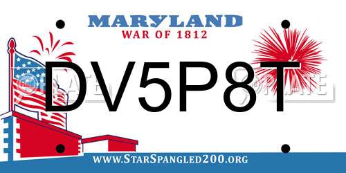 DV5P8T Maryland License Plate