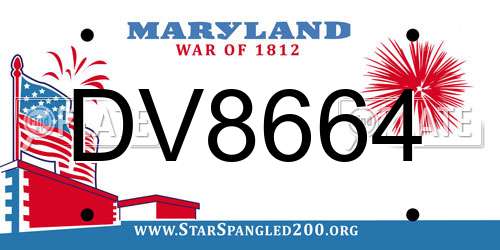 DV8664 Maryland License Plate