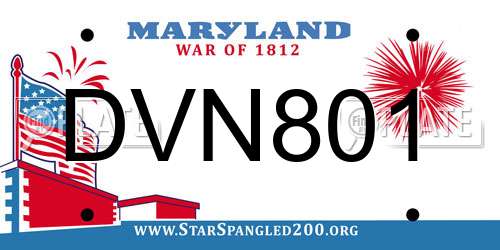 DVN801 Maryland License Plate