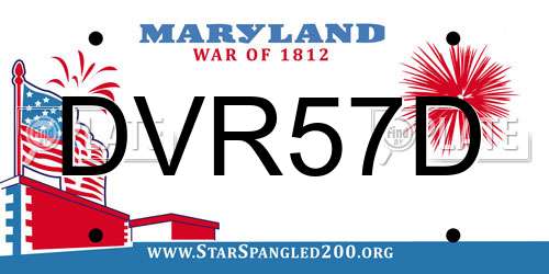 DVR57D Maryland License Plate