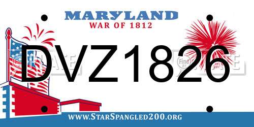 DVZ1826 Maryland License Plate