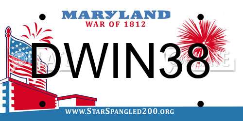 DWIN38 Maryland License Plate
