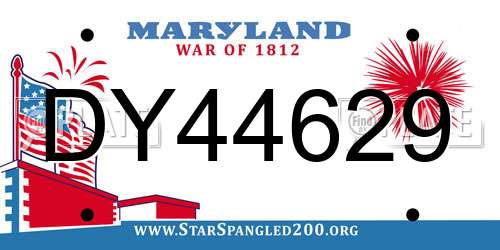 DY44629 Maryland License Plate