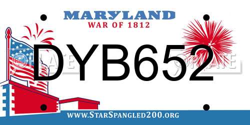 DYB652 Maryland License Plate