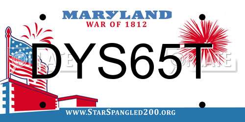 DYS65T Maryland License Plate