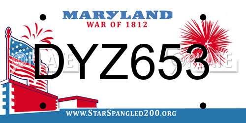 DYZ653 Maryland License Plate