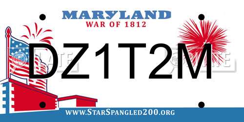 DZ1T2M Maryland License Plate