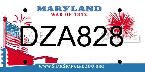 DZA828 Maryland License Plate