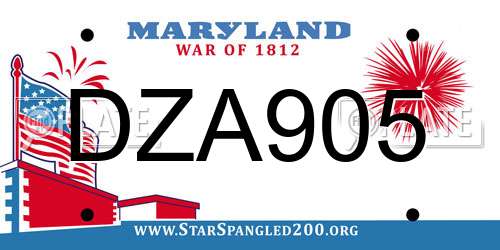 DZA905 Maryland License Plate