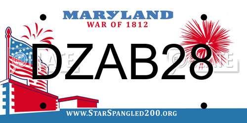 DZAB28 Maryland License Plate