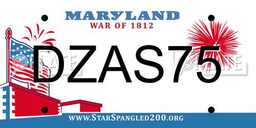 DZAS75 Maryland License Plate
