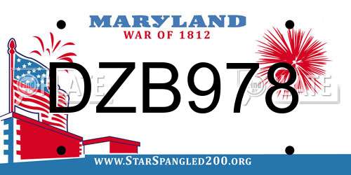 DZB978 Maryland License Plate