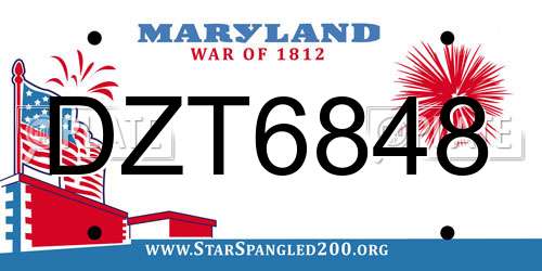 DZT6848 Maryland License Plate