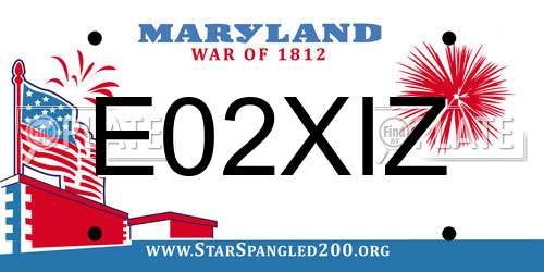 E02XIZ Maryland License Plate