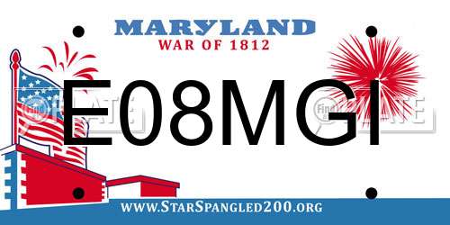 E08MGI Maryland License Plate